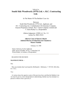 South Side Woodwork (1979) Ltd. v. RC Contracting Ltd.