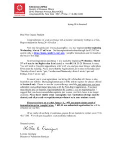 Registration Letter - LaGuardia Community College