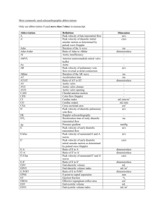 Most commonly used echocardiographic abbreviations