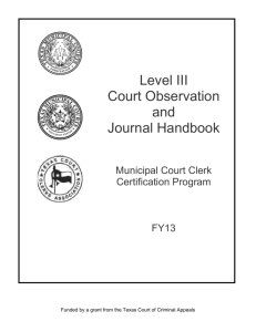 Level III Court Observation and Journal Handbook