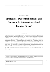 Strategies, Decentralization, and Controls in Internationalized