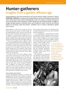 Insights from a golden affluent age: hunter gatherers