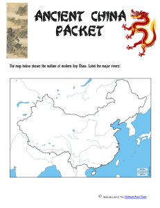 The map below shows the outline of modern day China. Label the