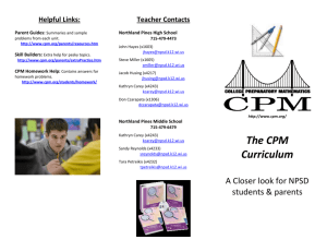 The CPM Curriculum - Northland Pines School District