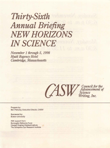 Thirty-Sixth Annual Briefing NEW HORIZONS IN SCIENCE