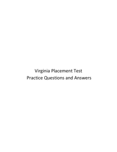 Virginia Placement Test Practice Questions and Answers