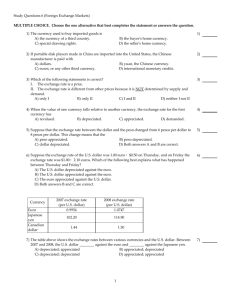 Study Questions 6 (Foreign Exchange Markets) MULTIPLE CHOICE