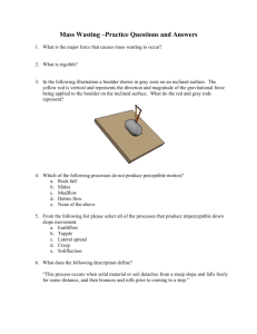 Mass Wasting –Practice Questions and Answers