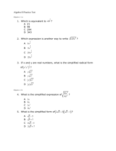 Algebra II Practice Test