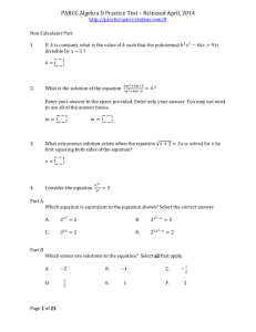 PARCC Algebra II Practice Test – Released April, 2014
