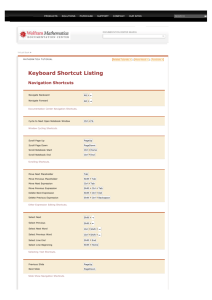 Keyboard Shortcut Listing - Wolfram Mathematica 8 Documentation