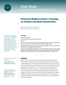 Parkwest Medical Center: Focusing on Patient and Staff Satisfaction