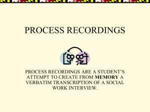 process recordings - University of Maryland School of Social Work
