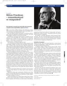 Milton Friedman – misunderstood or misguided?
