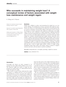 Who succeeds in maintaining weight loss? A conceptual