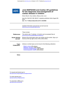 coeliac disease in children for the diagnosis and management of