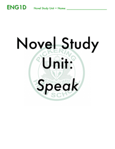 ENG1D Speak Novel Study Unit