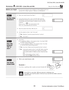 Worksheet —2012 EIC—Lines 64a and 64b Before you begin: All