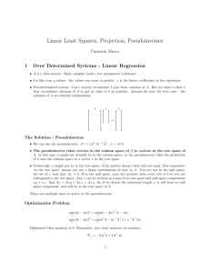 Linear Regression and Pseudoinverse Cheatsheet