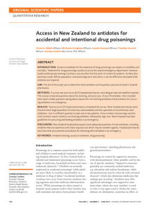 Access in new Zealand to antidotes for accidental and intentional