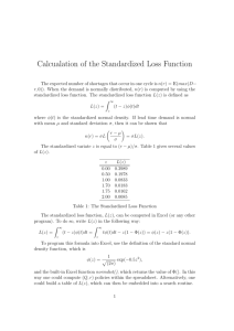 Calcualation of the Standardized Loss Function