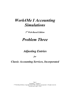 Work4Me I Accounting Simulations Problem Three