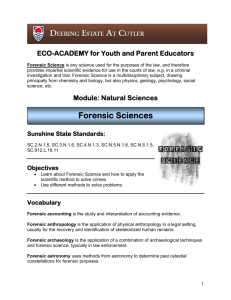 Forensic Sciences Lesson Plan