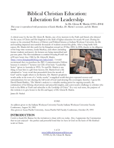 Biblical Christian Education: Liberation for Leadership