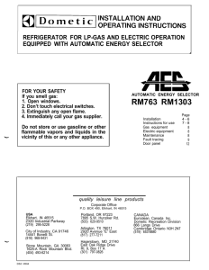 RM763 RM1303 Installation & Operating Instructions