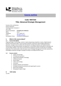 MGT322 Course Outline Semester 2, 2015