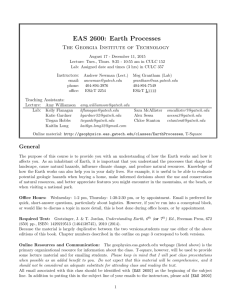 EAS 2600: Earth Processes - Geophysics at Georgia Tech