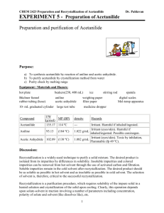EXPERIMENT 4 - Preparation of Acetanilide