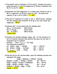 1) The specific heat of aluminum is 0.214 cal/g°C. Calculate the heat