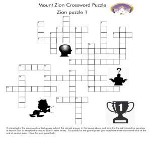 Mount Zion Crossword Puzzle Zion puzzle 1