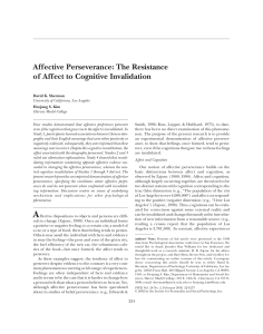 Affective Perseverance: The Resistance of Affect to Cognitive