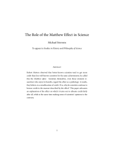 The Role of the Matthew Effect in Science