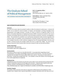 Fisher - Spring 2016 - The Graduate School of Political Management
