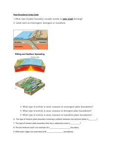 Plate Boundaries Study Guide 1.What type of plate boundary usually