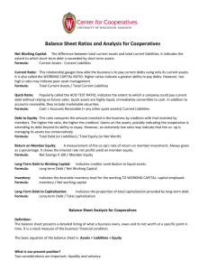 Balance Sheet Ratios and Analysis for Cooperatives