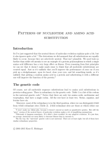 Patterns of nucleotide and amino acid substitution