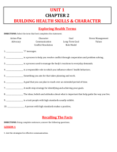 CHAPTER 2 UNIT 1 BUILDING HEALTH SKILLS & CHARACTER