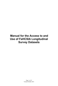 Manual for the Access to and Use of FaHCSIA Longitudinal Survey
