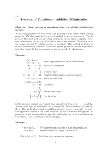 Systems of Equations - Addition/Elimination