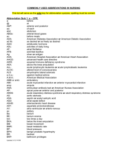 COMMONLY USED ABBREVIATIONS IN NURSING This list will