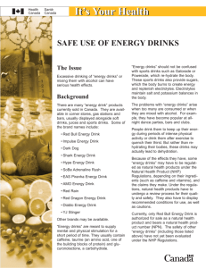 Safe use of Energy Drinks