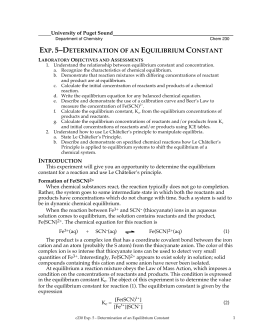 spectrophotometric determination of equilibrium constant for a reaction Spectrophotometric determination of the equilibrium constant of a reaction t delos santos department of chemical engineering, college of engineering university of the philippines, diliman, quezon city, philippines submitted april 4, 2013 abstract the objective of the experiment was to calculate the equilibrium constant for the reaction. spectrophotometric determination of equilibrium constant for a reaction Spectrophotometric determination of the equilibrium constant of a reaction t delos santos department of chemical engineering, college of engineering university of the philippines, diliman, quezon city, philippines submitted april 4, 2013 abstract the objective of the experiment was to calculate the equilibrium constant for the reaction.