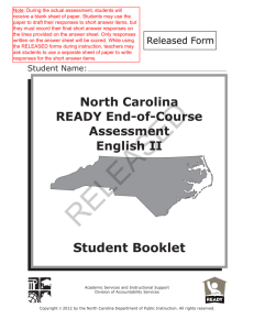 English II Released Form - Public Schools of North Carolina