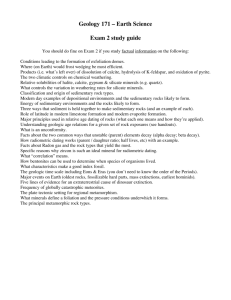 Geology 171 – Earth Science Exam 2 study guide