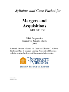 Mergers and Acquisitions - Darden Faculty