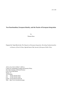 Neo-Functionalism, European Identity, and the Puzzles